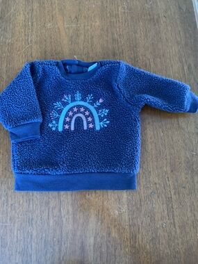 🍊5/$25 PL Baby Plush Navy Kids Sherpa Sweatshirt with Embroidered Rainbow